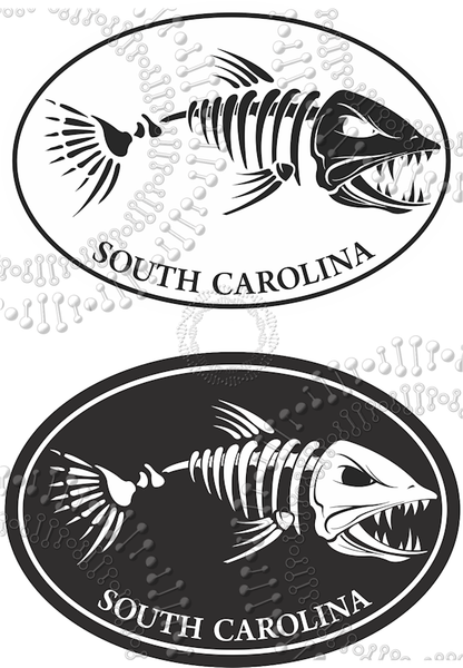 South Carolina - Fishbonz Black and White