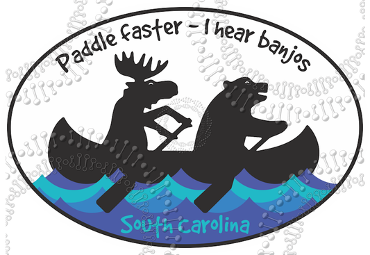 South Carolina - Paddle Faster... I Gear Banjos Decal