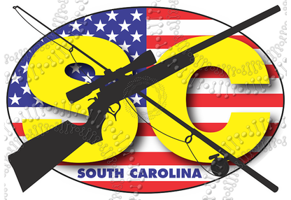 South Carolina - SC, Rifle and Flag Decal