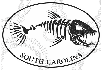 South Carolina - White Fishbonz Decal