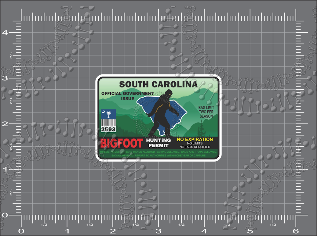 South Carolina - Bigfoot  Hunting License Decal