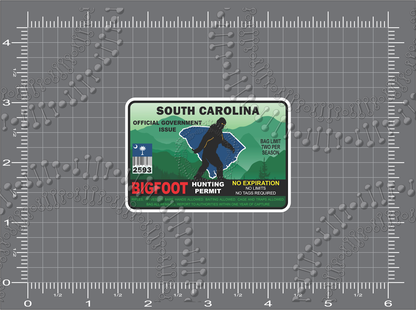 South Carolina - Bigfoot  Hunting License Decal