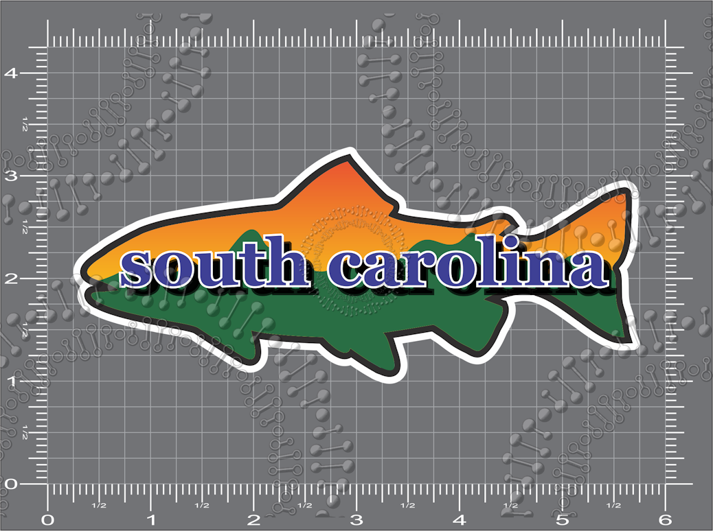 South Carolina - Fish with Mountains and Sunset Decal