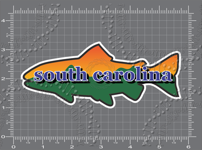 South Carolina - Fish with Mountains and Sunset Decal