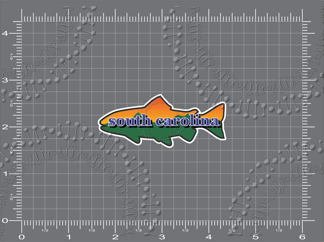 South Carolina - Fish with Mountains and Sunset Decal