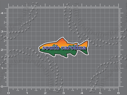 South Carolina - Fish with Mountains and Sunset Decal