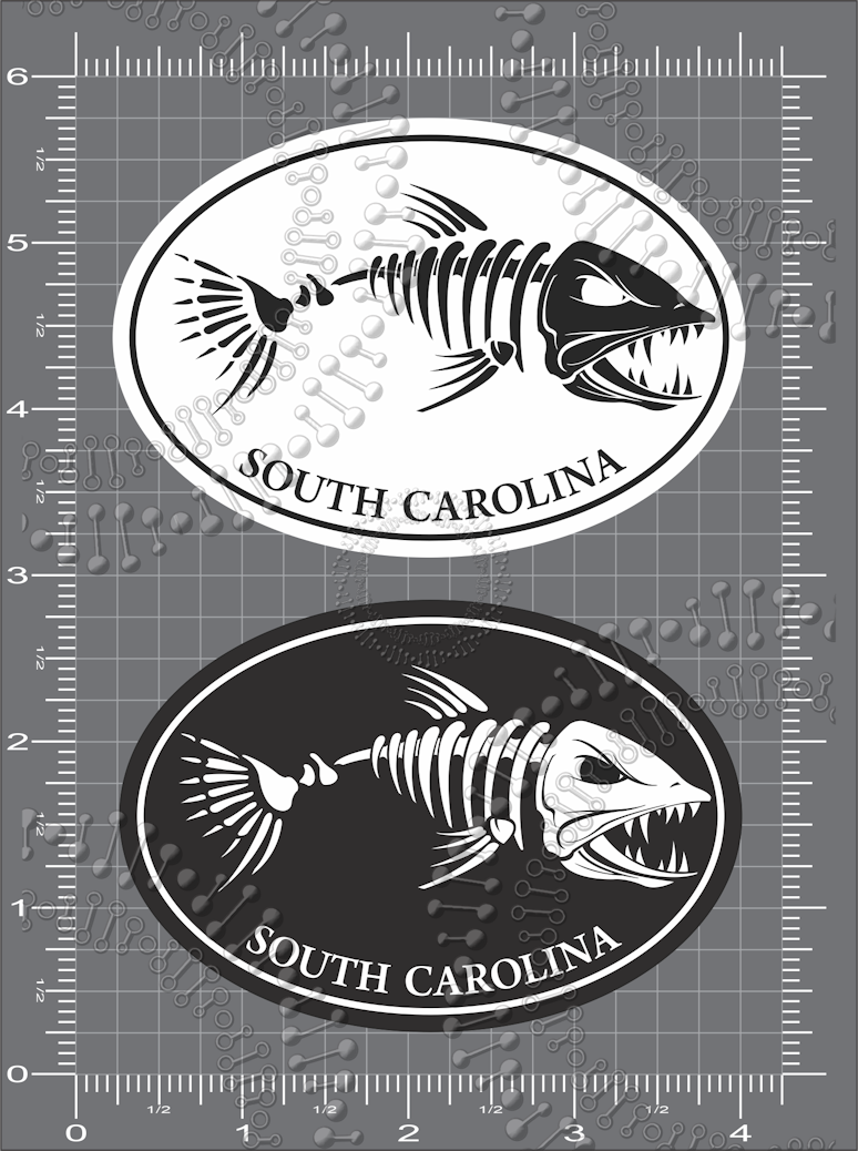 South Carolina - Fishbonz Black and White