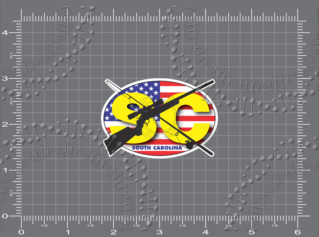 South Carolina - SC, Rifle and Flag Decal