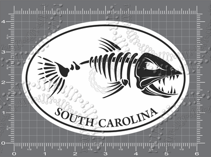 South Carolina - White Fishbonz Decal