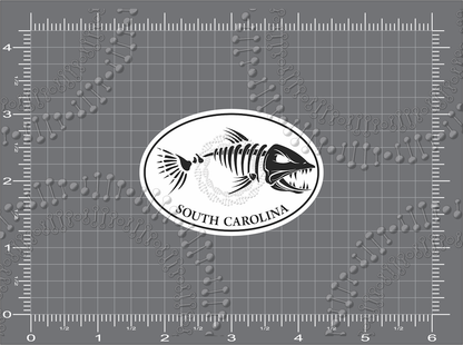 South Carolina - White Fishbonz Decal