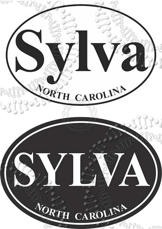 Sylva, NC - Black and White Oval Decals