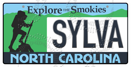 Sylva, NC - Hiker License Plate Decal