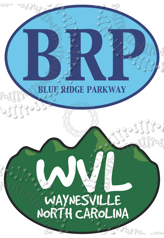 Waynesville, NC - Cyan BRP Oval and WVL Forest Decal