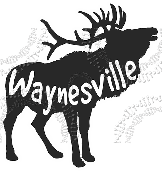 Waynesville, NC - ELK with Text Decal