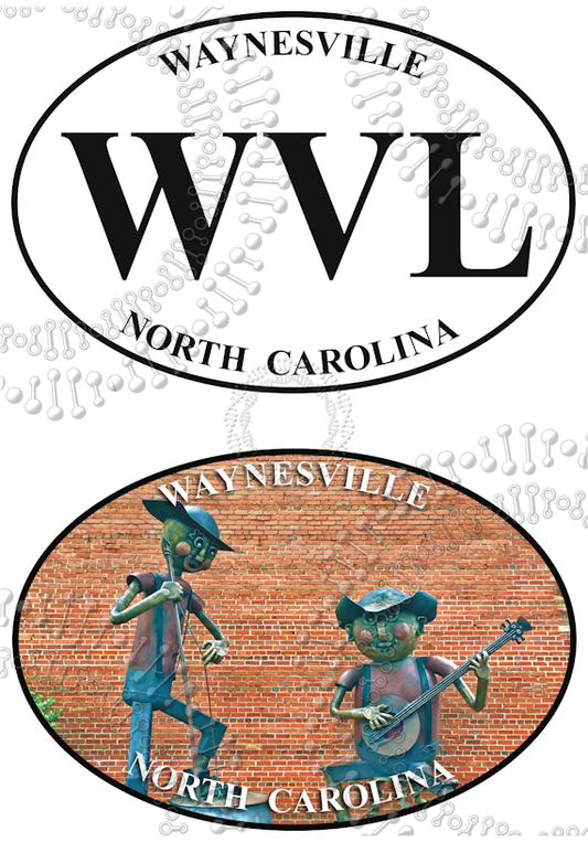 Waynesville, NC - Metal Street Art with White WVL Decal