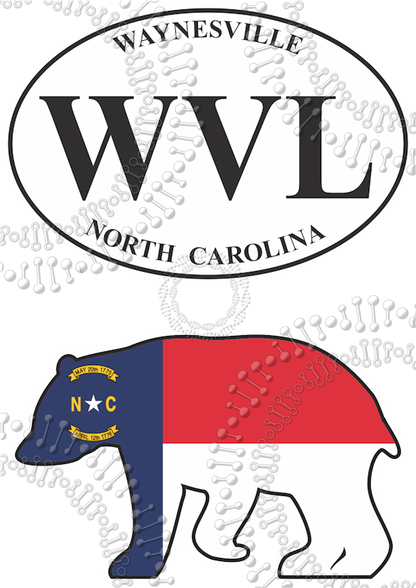 Waynesville, NC - White WVL with NC State Flag Bear Decal