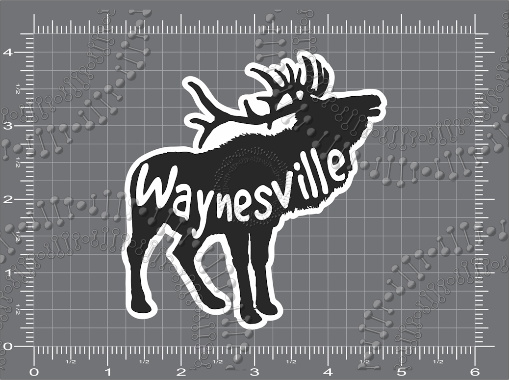 Waynesville, NC - ELK with Text Decal