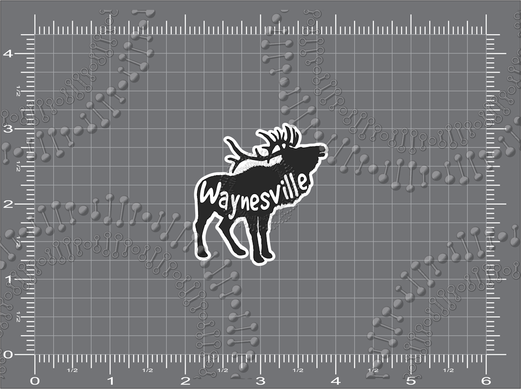 Waynesville, NC - ELK with Text Decal