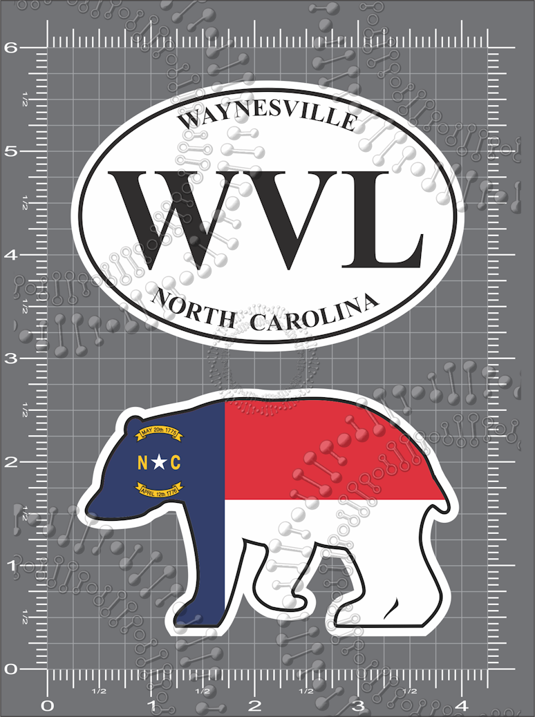 Waynesville, NC - White WVL with NC State Flag Bear Decal