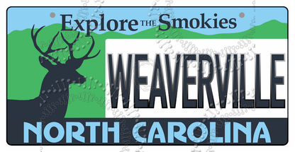 Weaverville, NC - Deer License Plate Decal