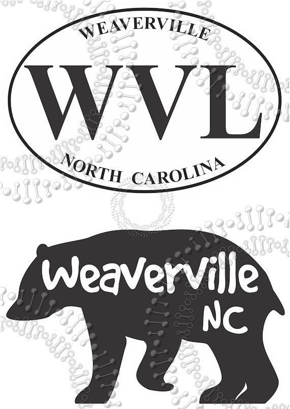 Weaverville, NC - Weaverville Bear Silhouette and WVL White Oval Decal