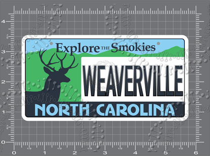 Weaverville, NC - Deer License Plate Decal